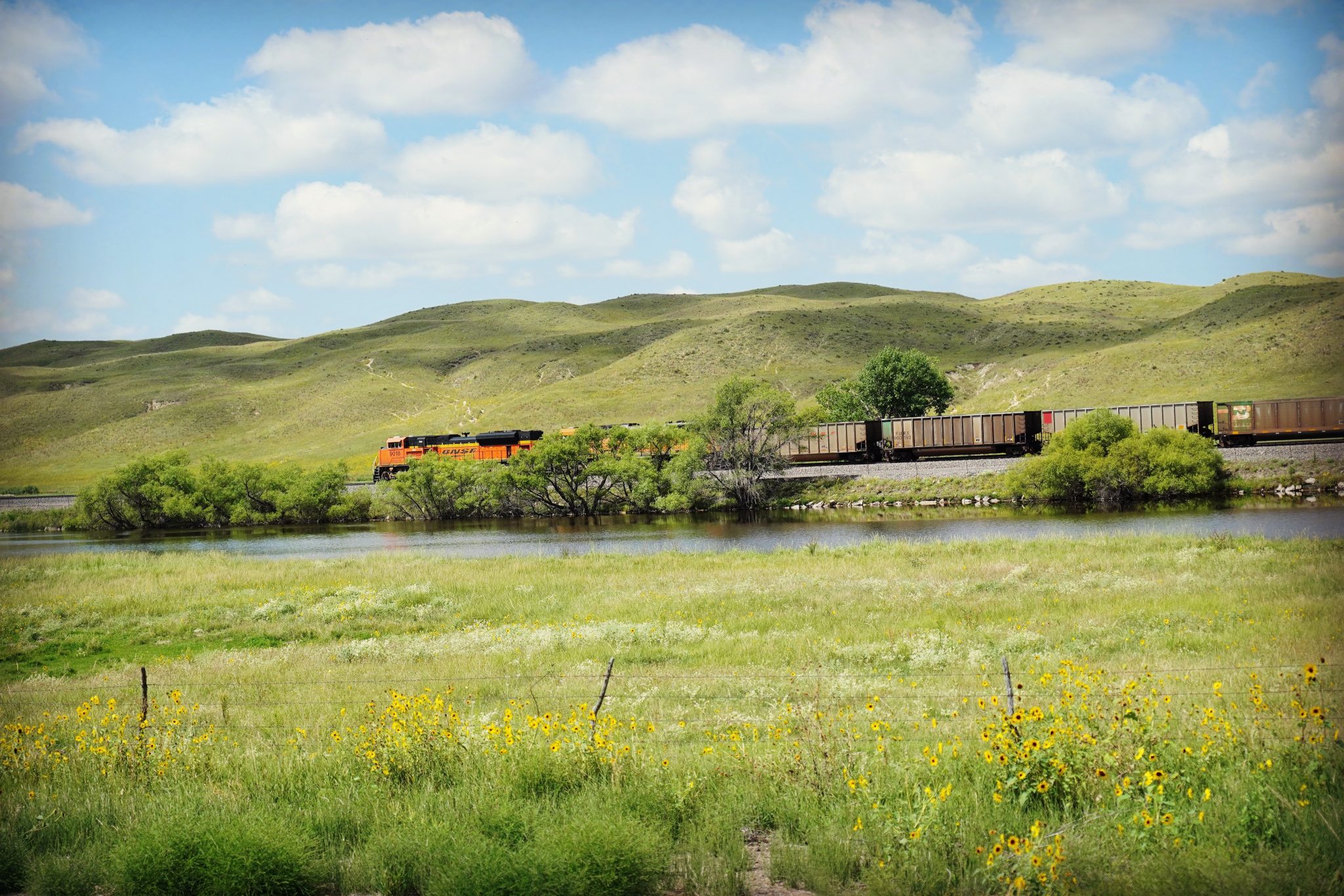 BNSF train westbound in NE Sandhills
